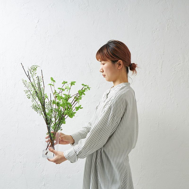 テーブルグリーン ドウダンツツジxアジアンタム　ガラスベース　H60 01