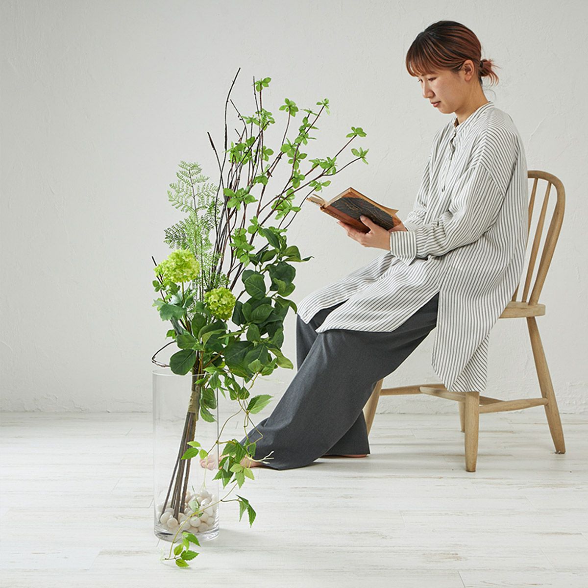 ドウダンツツジアレンジ ガラスベース H105 01