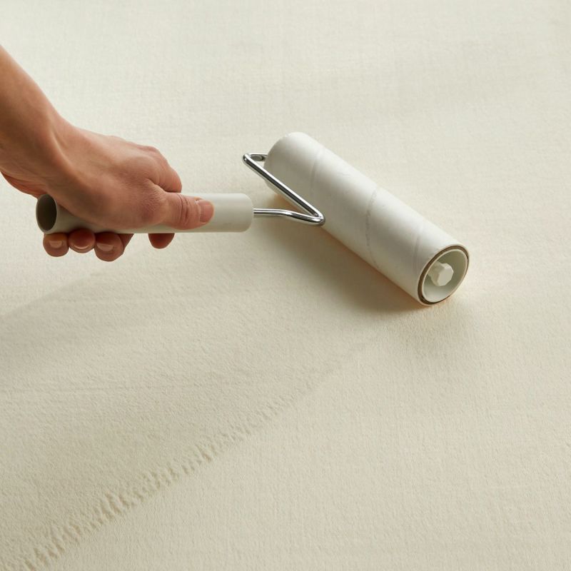 粘着ローラーで掃除している様子