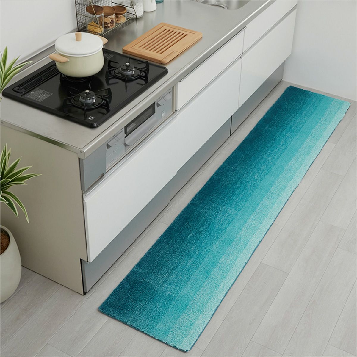 アズール2キッチンマット　ブルー